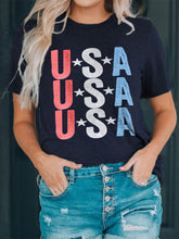 Schmales Rundhals-T-Shirt mit amerikanischem Sternendruck